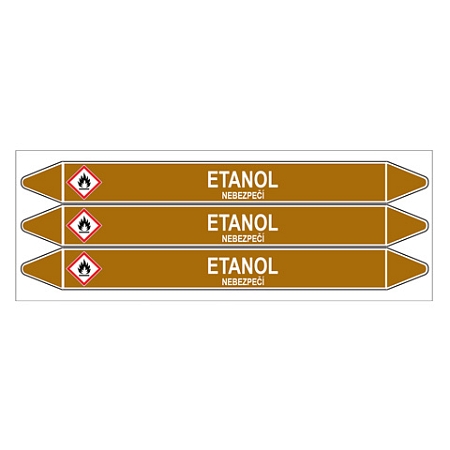Značení potrubí, etanol,3 ks, 355 × 37 mm